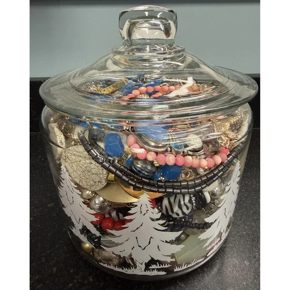 Huge Vintage Costume Jewelry Lot 8lb 11oz Wearable Mixed Jewelry Jar Collection